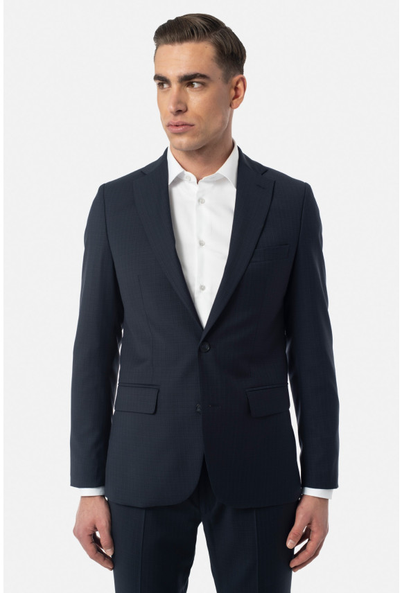 MARYNARKA NEWIN GRANATOWA SLIM FIT JEDNORZĘDOWA Z WEŁNY