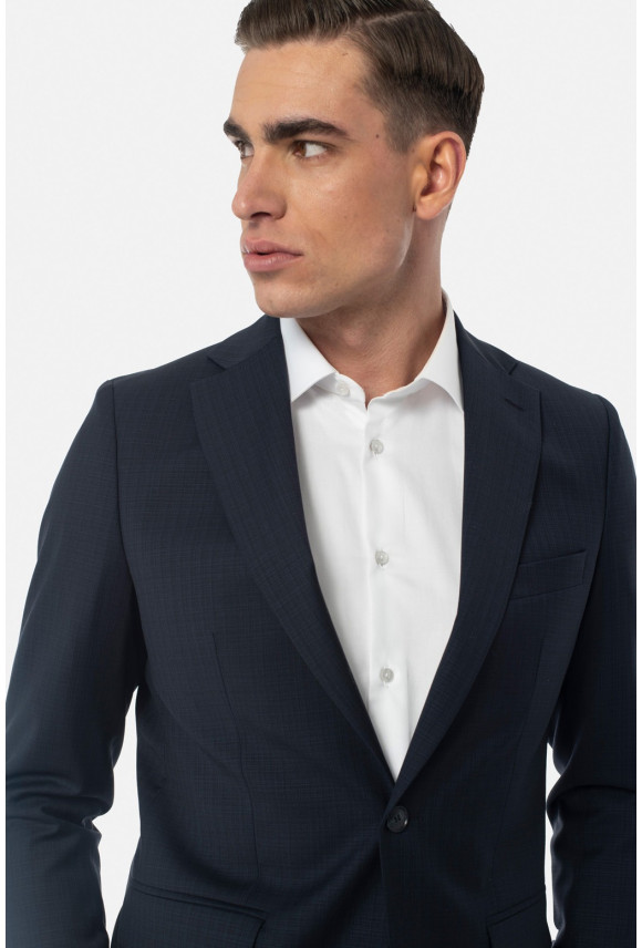 MARYNARKA NEWIN GRANATOWA SLIM FIT JEDNORZĘDOWA Z WEŁNY