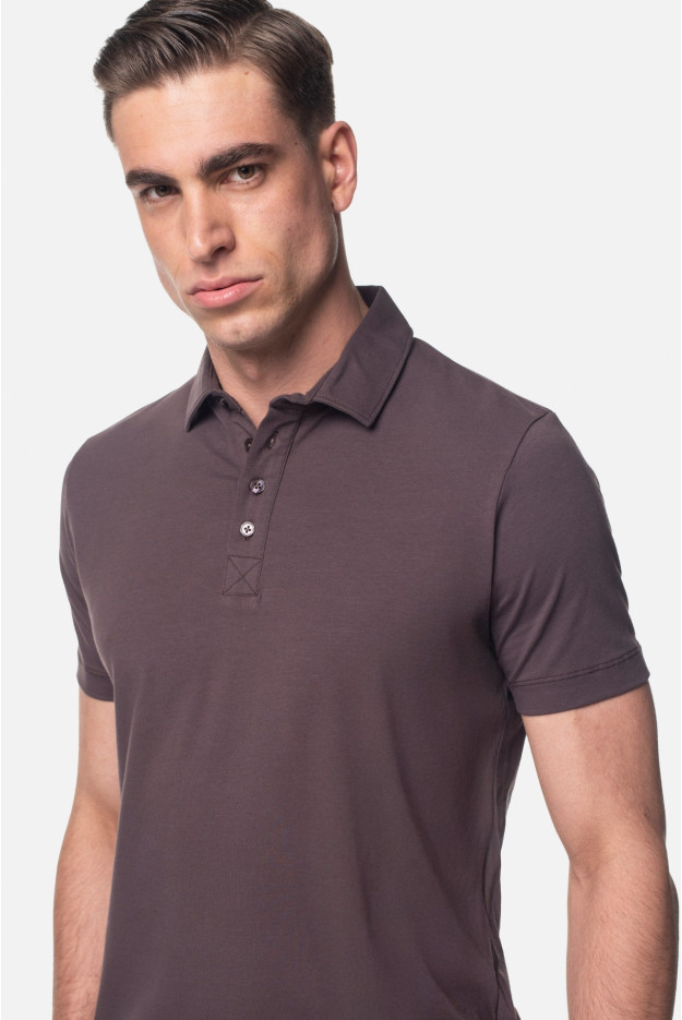 KOSZULKA POLO LIERMO BRĄZOWA 0001 Z BAWEŁNY TYPU JERSEY
