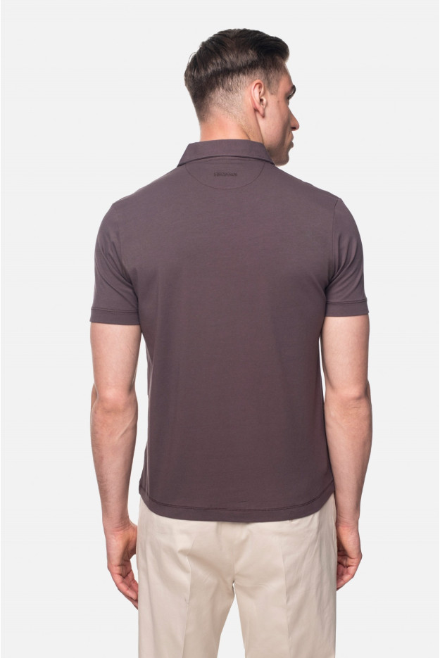 KOSZULKA POLO LIERMO BRĄZOWA 0001 Z BAWEŁNY TYPU JERSEY