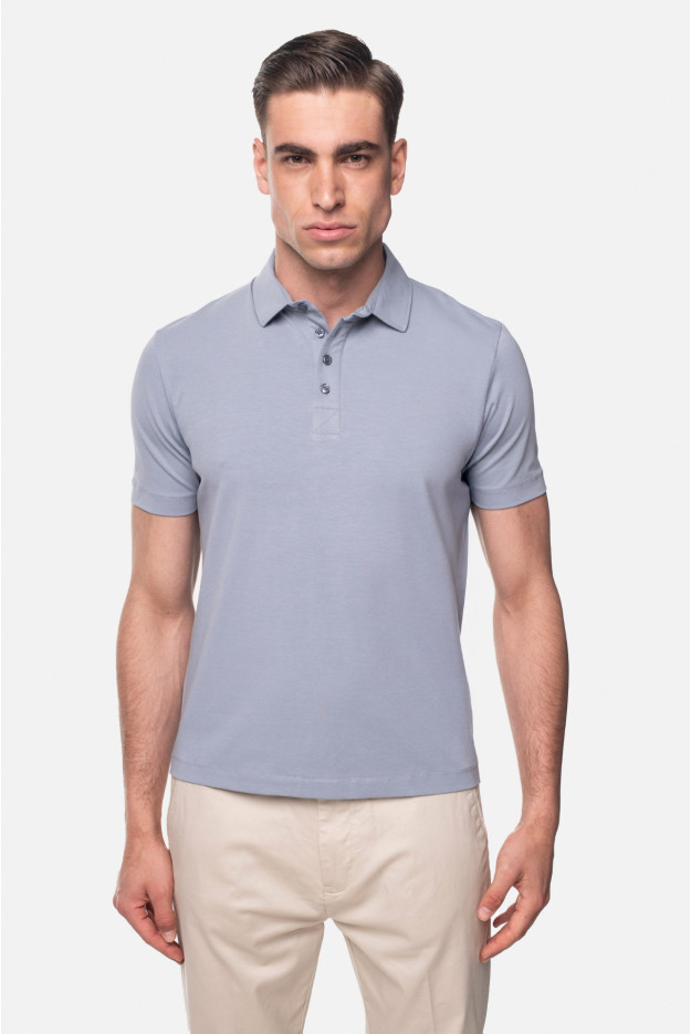 KOSZULKA POLO LIERMO BŁĘKITNA Z BAWEŁNY TYPU JERSEY