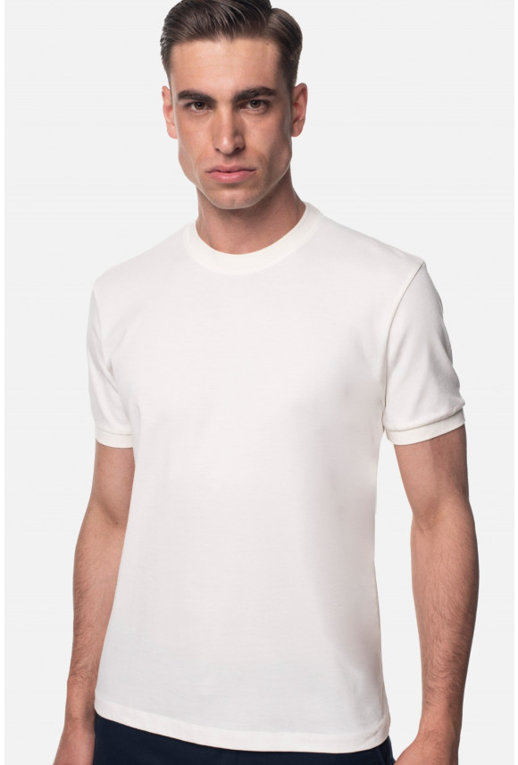 T SHIRT MORAND ECRU Z BAWEŁNY TYPU PIKA