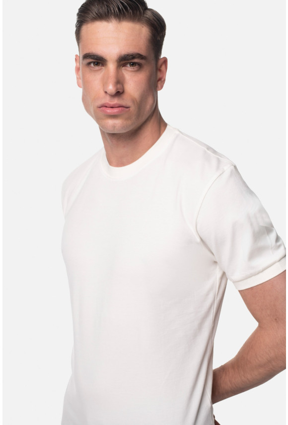T SHIRT MORAND ECRU Z BAWEŁNY TYPU PIKA