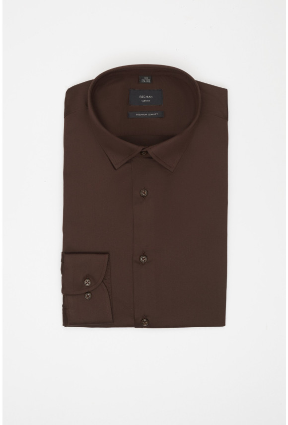 KOSZULA VERSONE 3308C DŁUGI RĘKAW SLIM FIT BRĄZOWA Z MODALEM KOSZULA VERSONE 3308C DŁUGI RĘKAW SLIM FIT BRĄZOWA Z MODALEM