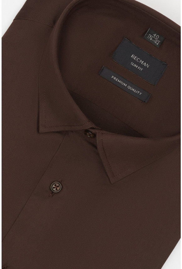 KOSZULA VERSONE 3308C DŁUGI RĘKAW SLIM FIT BRĄZOWA Z MODALEM KOSZULA VERSONE 3308C DŁUGI RĘKAW SLIM FIT BRĄZOWA Z MODALEM