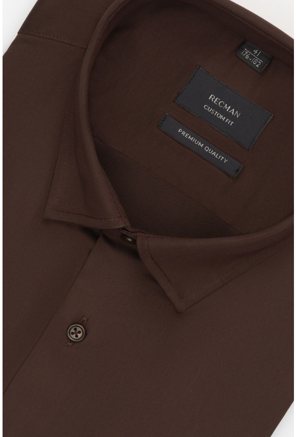 KOSZULA VERSONE 3308C DŁUGI RĘKAW CUSTOM FIT BRĄZOWA Z MODALEM KOSZULA VERSONE 3308C DŁUGI RĘKAW CUSTOM FIT BRĄZOWA Z MODALEM