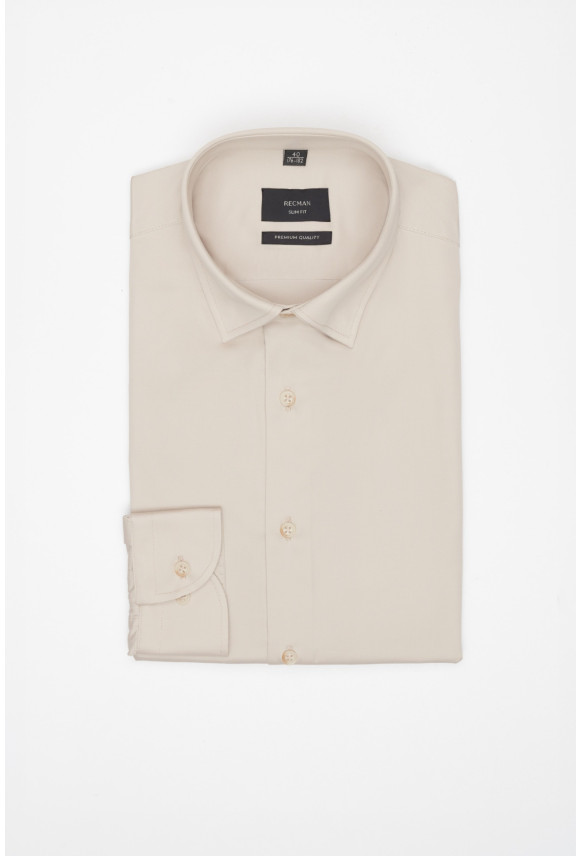 KOSZULA VERSONE 3308C DŁUGI RĘKAW SLIM FIT BEŻOWA 0001 Z MODALEM