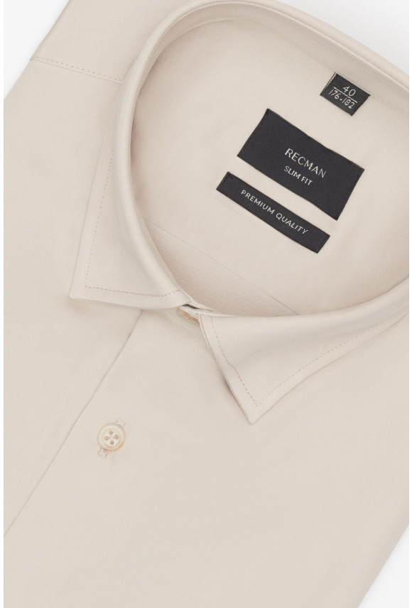 KOSZULA VERSONE 3308C DŁUGI RĘKAW SLIM FIT BEŻOWA 0001 Z MODALEM