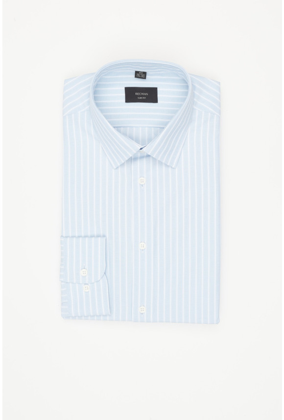 KOSZULA COFINO 3339T DŁUGI RĘKAW SLIM FIT BŁĘKITNA Z BAWEŁNĄ