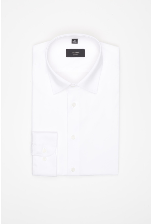 KOSZULA FORMENTO 3340 DŁUGI RĘKAW SLIM FIT BIAŁA Z DZIANINY