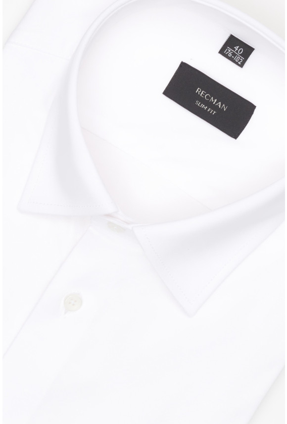 KOSZULA FORMENTO 3340 DŁUGI RĘKAW SLIM FIT BIAŁA Z DZIANINY