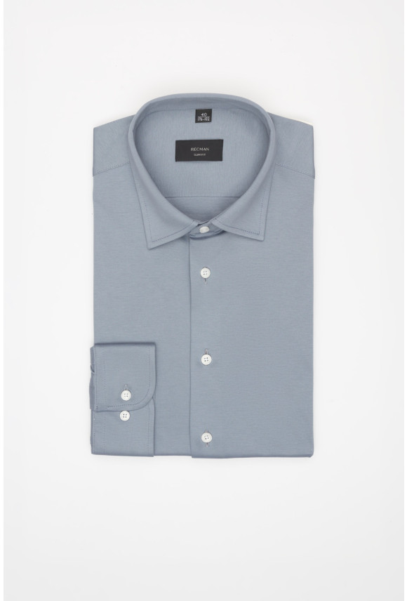 KOSZULA FORMENTO 3340 DŁUGI RĘKAW SLIM FIT BŁĘKITNA Z DZIANINY