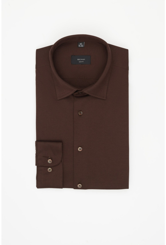 KOSZULA FORMENTO 3340 DŁUGI RĘKAW SLIM FIT BRĄZOWA Z DZIANINY KOSZULA FORMENTO 3340 DŁUGI RĘKAW SLIM FIT BRĄZOWA Z DZIANINY