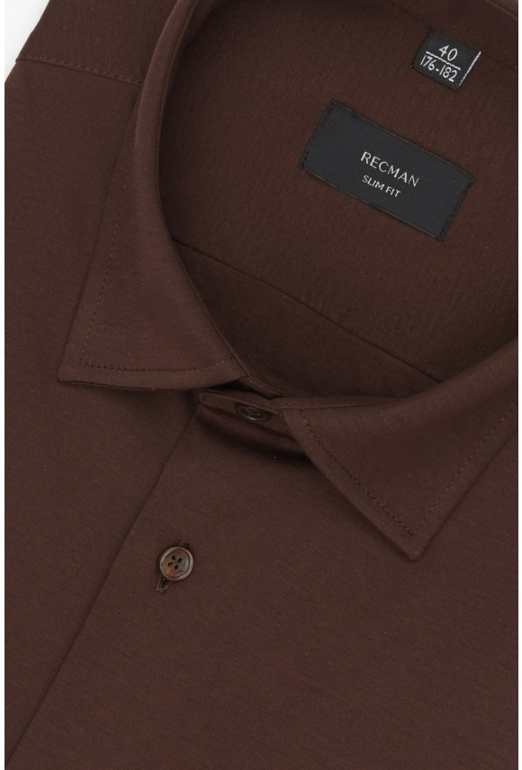 KOSZULA FORMENTO 3340 DŁUGI RĘKAW SLIM FIT BRĄZOWA Z DZIANINY KOSZULA FORMENTO 3340 DŁUGI RĘKAW SLIM FIT BRĄZOWA Z DZIANINY