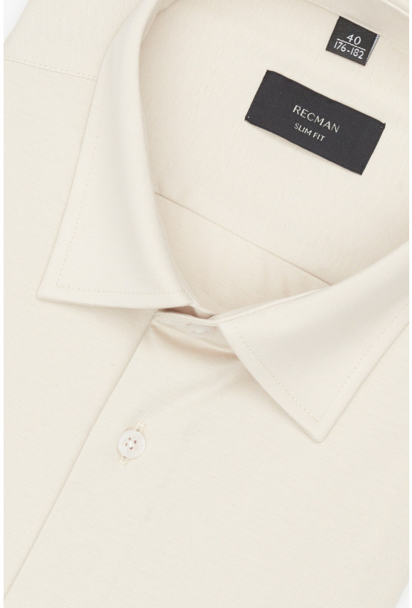 KOSZULA FORMENTO 3340 DŁUGI RĘKAW SLIM FIT BEŻOWA Z DZIANINY KOSZULA FORMENTO 3340 DŁUGI RĘKAW SLIM FIT BEŻOWA Z DZIANINY