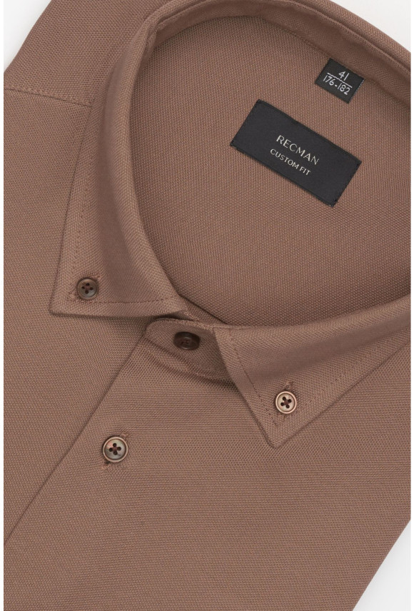 KOSZULA FORMENTO 3341 DŁUGI RĘKAW CUSTOM FIT BRĄZOWA Z DZIANINY KOSZULA FORMENTO 3341 DŁUGI RĘKAW CUSTOM FIT BRĄZOWA Z DZIANINY