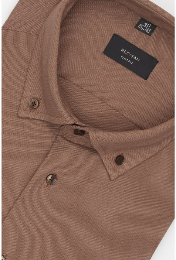 KOSZULA FORMENTO 3341 DŁUGI RĘKAW SLIM FIT BRĄZOWA Z DZIANINY KOSZULA FORMENTO 3341 DŁUGI RĘKAW SLIM FIT BRĄZOWA Z DZIANINY