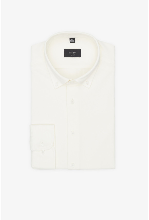 KOSZULA FORMENTO 3341 DŁUGI RĘKAW SLIM FIT ECRU Z DZIANINY KOSZULA FORMENTO 3341 DŁUGI RĘKAW SLIM FIT ECRU Z DZIANINY