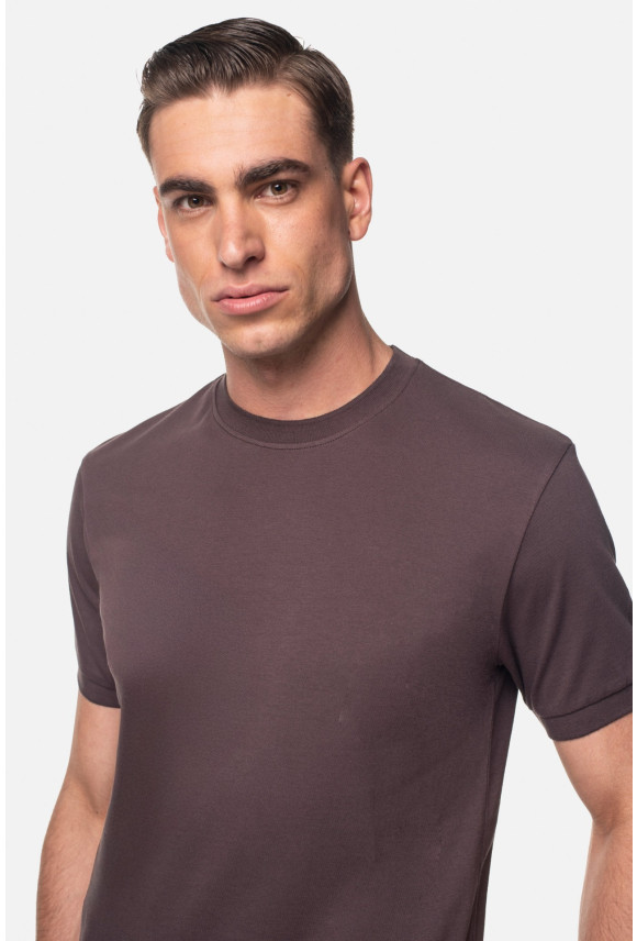 T SHIRT MORAND BRĄZOWY 0001 Z BAWEŁNY TYPU PIKA
