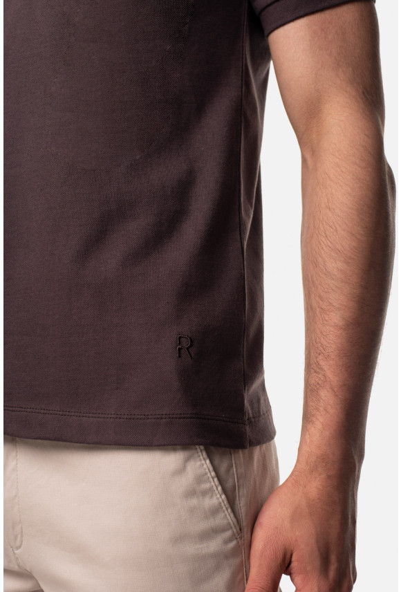 T SHIRT MORAND BRĄZOWY 0001 Z BAWEŁNY TYPU PIKA