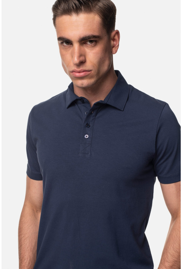 KOSZULKA POLO LIERMO GRANATOWA 0002 Z BAWEŁNY TYPU JERSEY