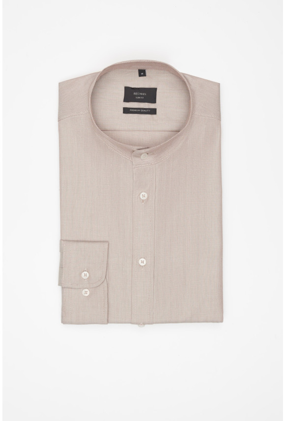 KOSZULA FORMENTO 3338T DŁUGI RĘKAW SLIM FIT BEŻOWA Z BAWEŁNY