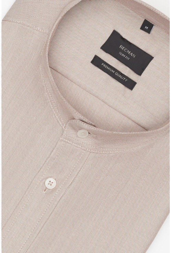 KOSZULA FORMENTO 3338T DŁUGI RĘKAW SLIM FIT BEŻOWA Z BAWEŁNY