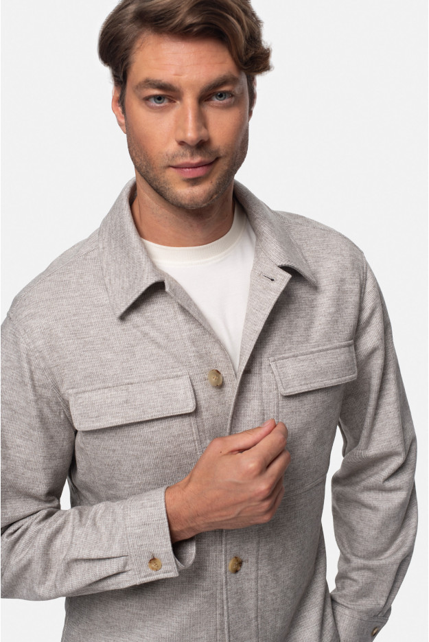 KOSZULA OVERSHIRT MERANO 3344D DŁUGI RĘKAW CUSTOM FIT BEŻOWA Z WEŁNĄ KOSZULA OVERSHIRT MERANO 3344D DŁUGI RĘKAW CUSTOM FIT BEŻOWA Z WEŁNĄ