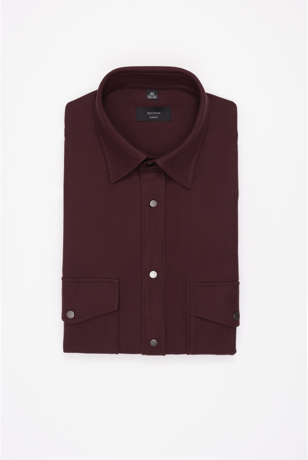 KOSZULA FORMENTO 3345D DŁUGI RĘKAW SLIM FIT BORDOWA Z BAWEŁNY KOSZULA FORMENTO 3345D DŁUGI RĘKAW SLIM FIT BORDOWA Z BAWEŁNY