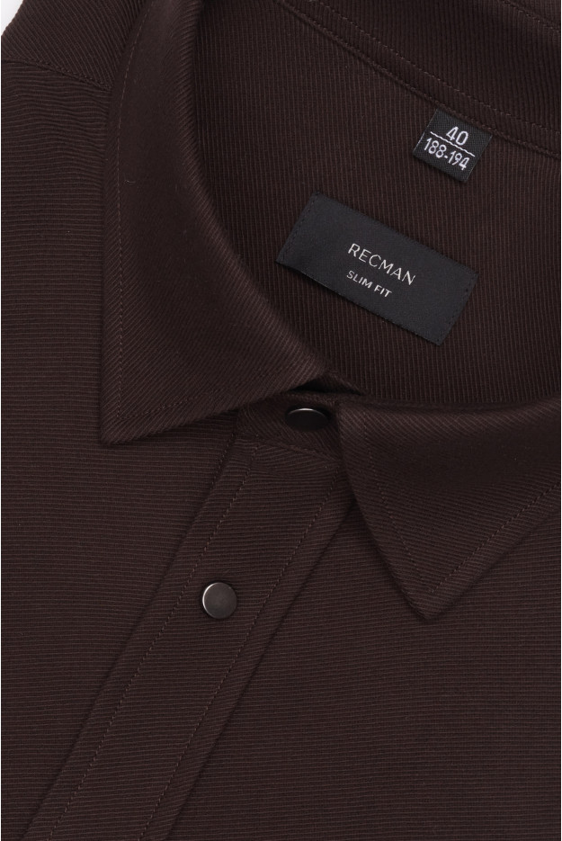 KOSZULA FORMENTO 3345D DŁUGI RĘKAW SLIM FIT BRĄZOWA Z BAWEŁNY