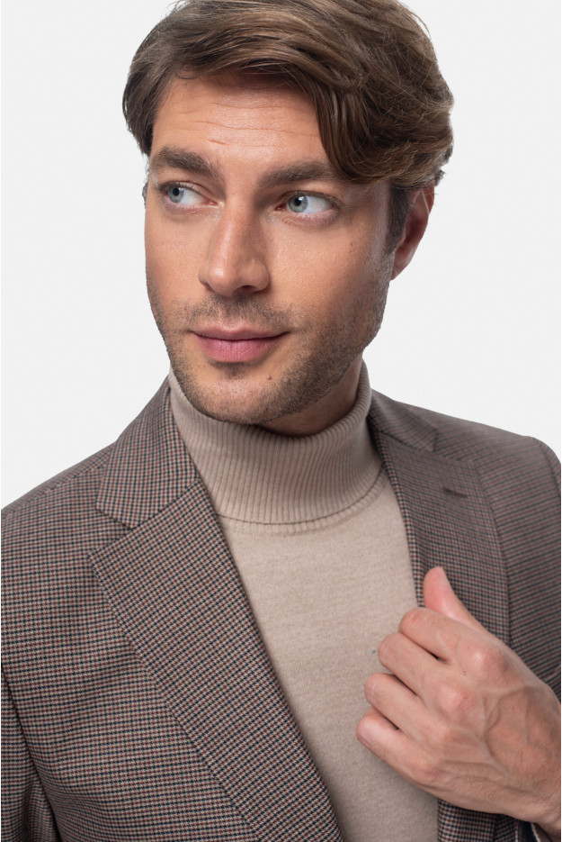 MARYNARKA PERETA BRĄZOWA SLIM FIT JEDNORZĘDOWA MARYNARKA PERETA BRĄZOWA SLIM FIT JEDNORZĘDOWA