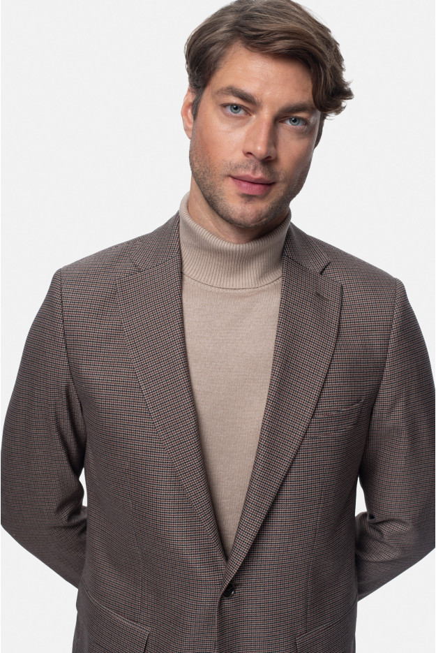 MARYNARKA PERETA BRĄZOWA SLIM FIT JEDNORZĘDOWA MARYNARKA PERETA BRĄZOWA SLIM FIT JEDNORZĘDOWA