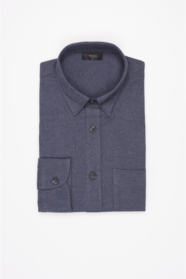 KOSZULA FORMENTO 3348C DŁUGI RĘKAW SLIM FIT NIEBIESKA FLANELA