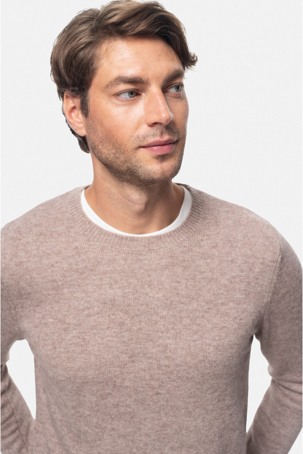 SWETER CREVANT Z OKRĄGŁYM DEKOLTEM BEŻOWY Z WEŁNĄ SWETER CREVANT Z OKRĄGŁYM DEKOLTEM BEŻOWY Z WEŁNĄ