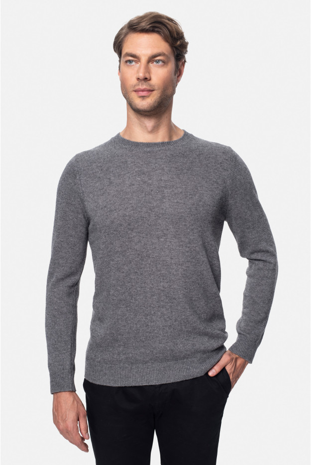 SWETER CREVANT Z OKRĄGŁYM DEKOLTEM SZARY Z WEŁNĄ SWETER CREVANT Z OKRĄGŁYM DEKOLTEM SZARY Z WEŁNĄ