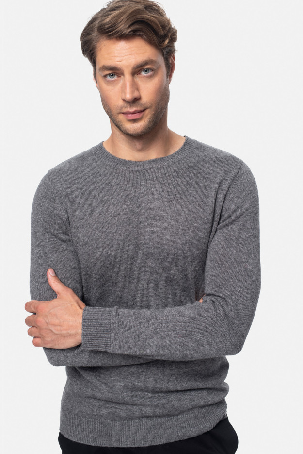 SWETER CREVANT Z OKRĄGŁYM DEKOLTEM SZARY Z WEŁNĄ SWETER CREVANT Z OKRĄGŁYM DEKOLTEM SZARY Z WEŁNĄ