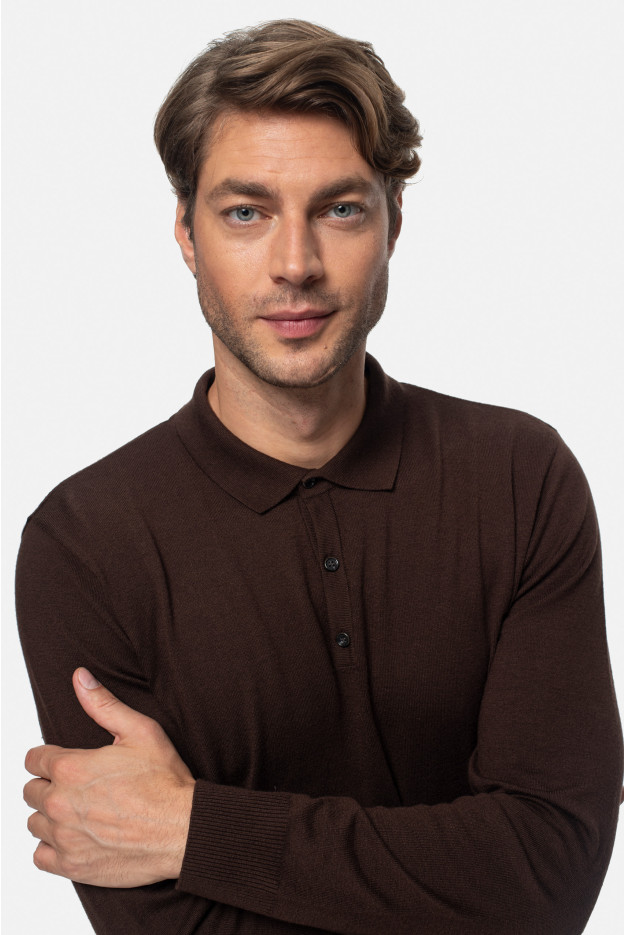 SWETER POZZO POLO BRĄZOWY Z WISKOZĄ SWETER POZZO POLO BRĄZOWY Z WISKOZĄ