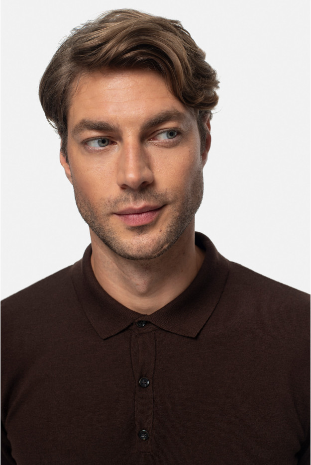 SWETER POZZO POLO BRĄZOWY Z WISKOZĄ SWETER POZZO POLO BRĄZOWY Z WISKOZĄ