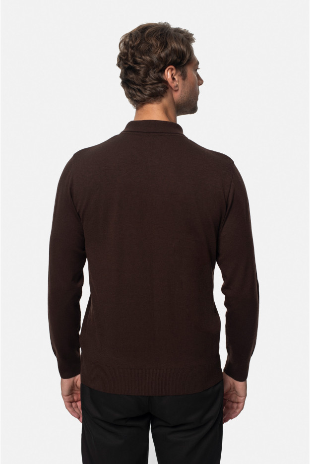 SWETER POZZO POLO BRĄZOWY Z WISKOZĄ SWETER POZZO POLO BRĄZOWY Z WISKOZĄ