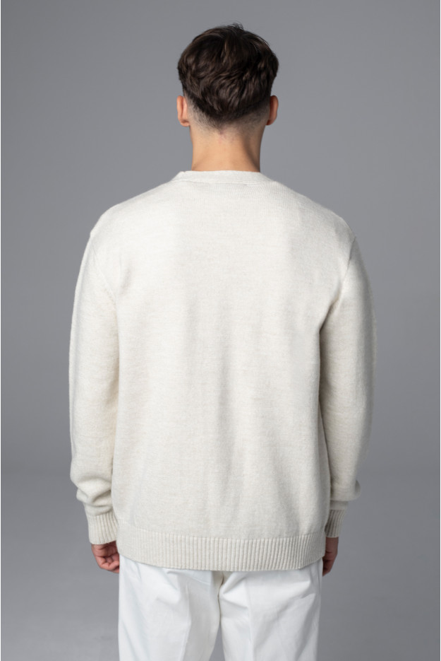 SWETER UN:KORDIN ROZPINANY ECRU Z BAWEŁNĄ