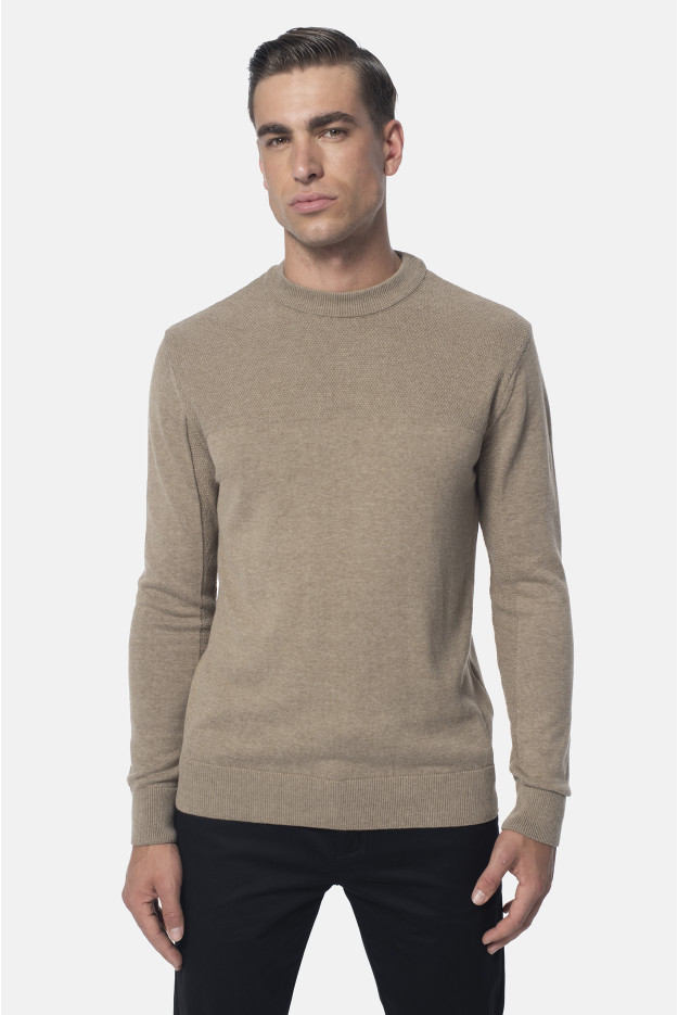 SWETER COMO Z OKRĄGŁYM DEKOLTEM BEŻOWY Z BAWEŁNĄ SWETER COMO Z OKRĄGŁYM DEKOLTEM BEŻOWY Z BAWEŁNĄ