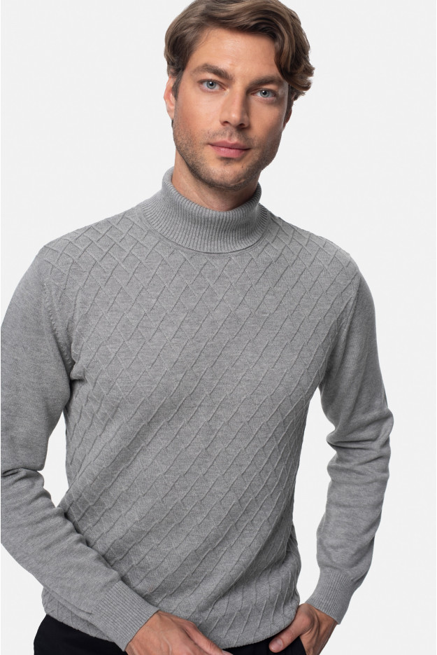 SWETER RODENAS GOLF SZARY Z BAWEŁNĄ SWETER RODENAS GOLF SZARY Z BAWEŁNĄ