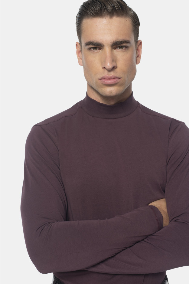 BLUZA ALDEA PÓŁGOLF BORDOWA Z BAWEŁNY BLUZA ALDEA PÓŁGOLF BORDOWA Z BAWEŁNY