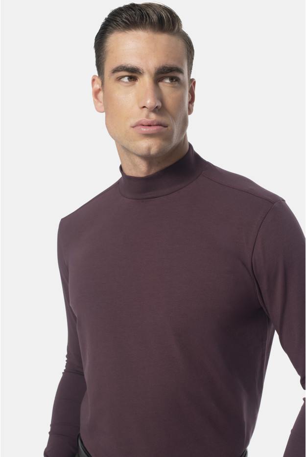 BLUZA ALDEA PÓŁGOLF BORDOWA Z BAWEŁNY BLUZA ALDEA PÓŁGOLF BORDOWA Z BAWEŁNY
