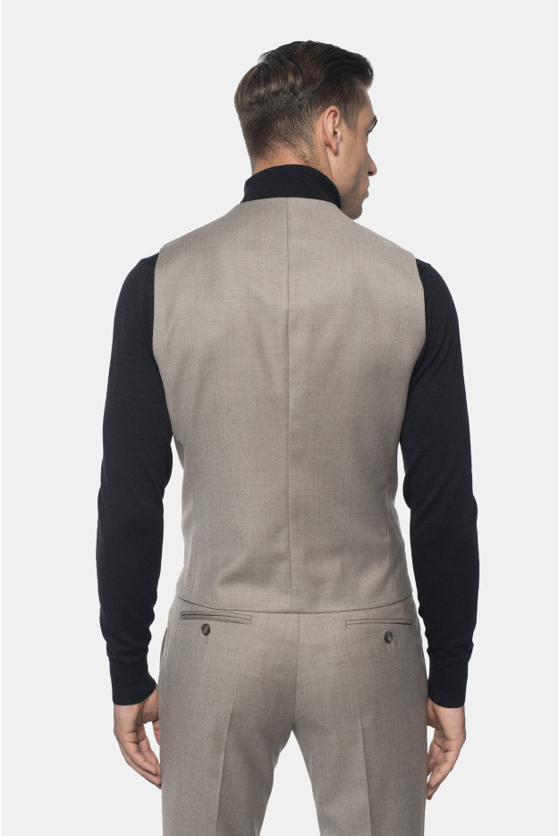 KAMIZELKA CASALE SLIM FIT BEŻOWA DWURZĘDOWA Z WEŁNĄ