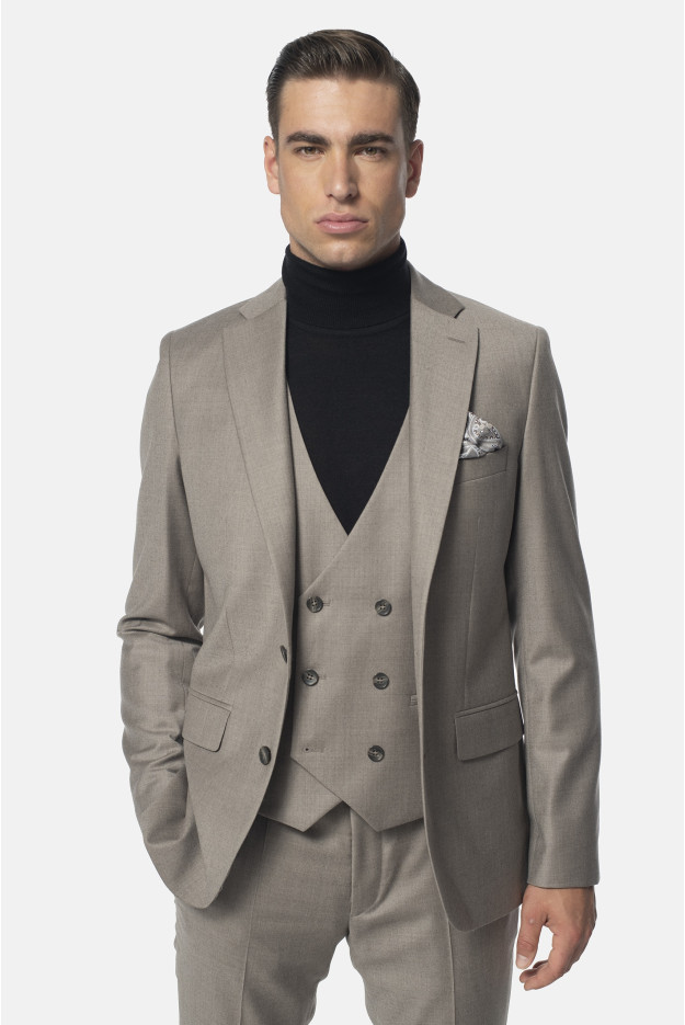 MARYNARKA CASALE BEŻOWA SLIM FIT JEDNORZĘDOWA Z WEŁNĄ MARYNARKA CASALE BEŻOWA SLIM FIT JEDNORZĘDOWA Z WEŁNĄ