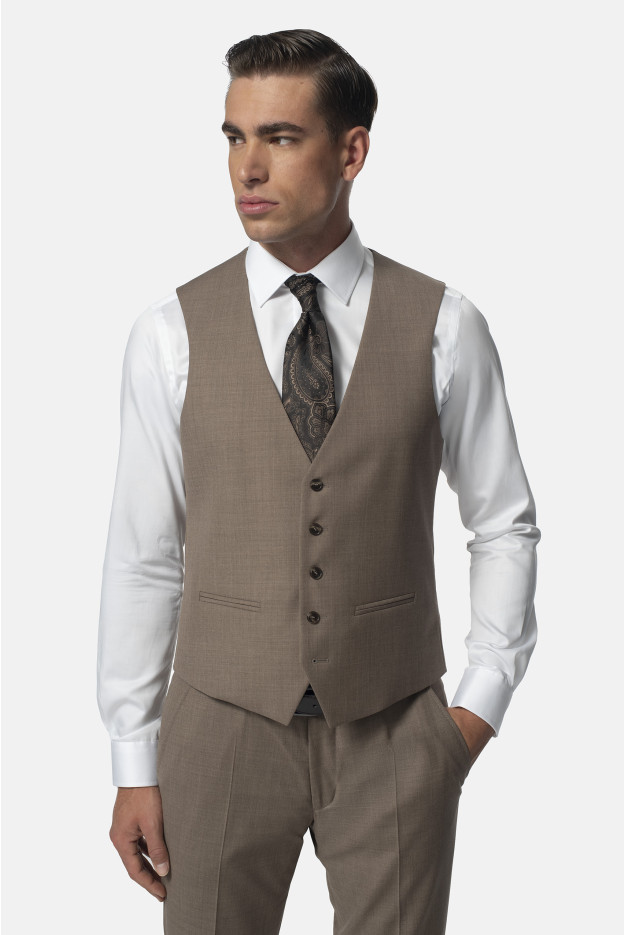 KAMIZELKA TERMOLI SLIM FIT BEŻOWA JEDNORZĘDOWA Z WEŁNĄ KAMIZELKA TERMOLI SLIM FIT BEŻOWA JEDNORZĘDOWA Z WEŁNĄ