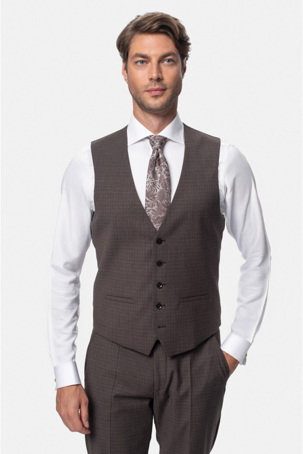 KAMIZELKA SARTENE SLIM FIT BRĄZOWA JEDNORZĘDOWA Z WEŁNĄ KAMIZELKA SARTENE SLIM FIT BRĄZOWA JEDNORZĘDOWA Z WEŁNĄ