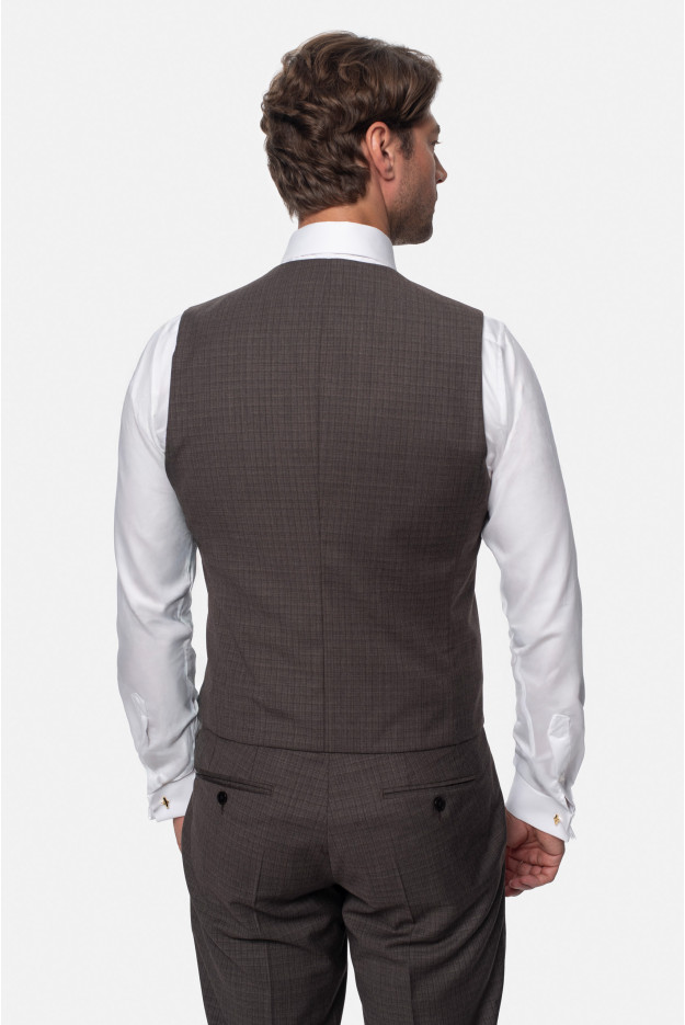 KAMIZELKA SARTENE SLIM FIT BRĄZOWA JEDNORZĘDOWA Z WEŁNĄ KAMIZELKA SARTENE SLIM FIT BRĄZOWA JEDNORZĘDOWA Z WEŁNĄ