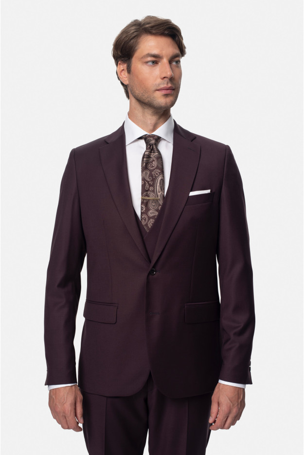 MARYNARKA MIRABEL BORDOWA SLIM FIT JEDNORZĘDOWA Z WEŁNĄ MARYNARKA MIRABEL BORDOWA SLIM FIT JEDNORZĘDOWA Z WEŁNĄ